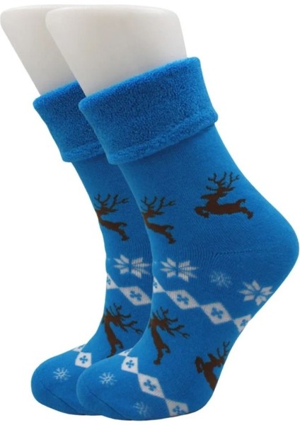 Kıvrık Havlu Soket Çorap 6 Renkli Paket Geyik Desenli indirimleri