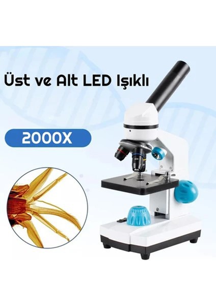 2000X Zoom Monoküler Mikroskop Kiti Laboratuvar Eğitim Okul USB Biyolojik Hd Dijital