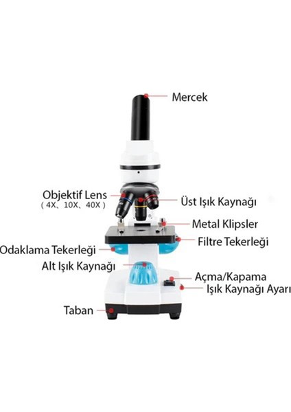 2000X Zoom Monoküler Mikroskop Kiti Laboratuvar Eğitim Okul USB Biyolojik Hd Dijital