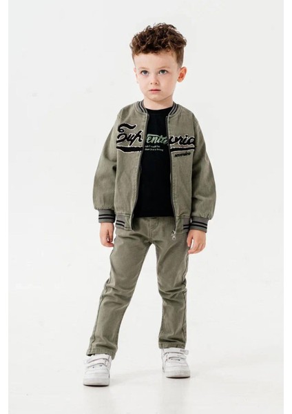(1-4 Yaş) Kolej Yaka Ceketli Erkek Çocuk 3 lü takım - Haki fiyatları