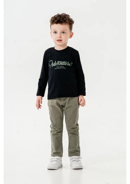 (1-4 Yaş) Kolej Yaka Ceketli Erkek Çocuk 3 lü takım - Haki modelleri