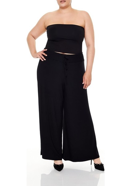 Plus Size Wide-Leg Pantolon