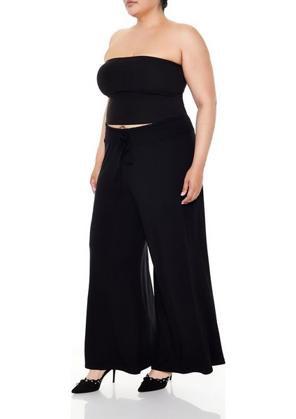 Plus Size Wide-Leg Pantolon