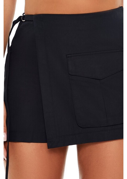 Twill Kargo Wrap Şort Etek