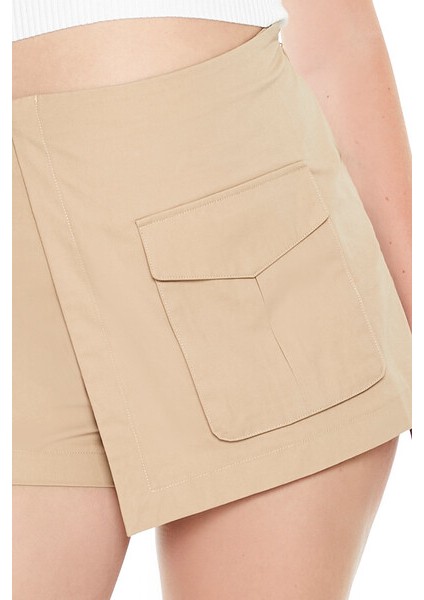 Twill Kargo Wrap Şort Etek