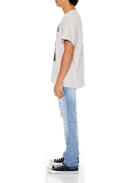 Distressed Slim-Fit Jean Pantolon