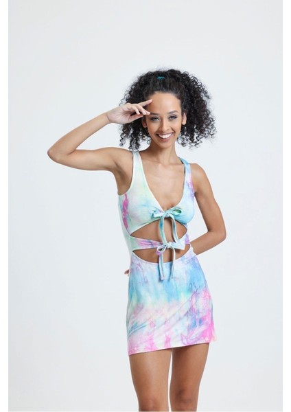 Cut-Out Viskon Batik Desen Elbise fırsatları