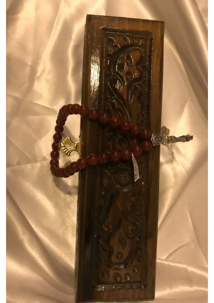 Tespih Akik Doğal Taş Tesbih Gümüş Imameli Ahşap Kutulu 8mm Akik indirimleri