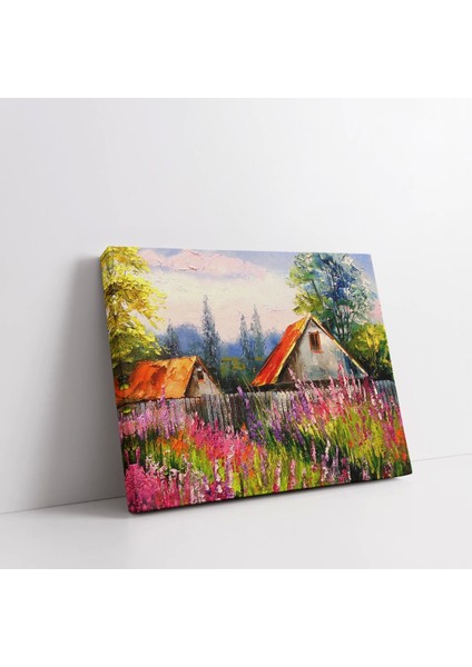 Kır Evi Bahçesi Kanvas Tablo fiyatları