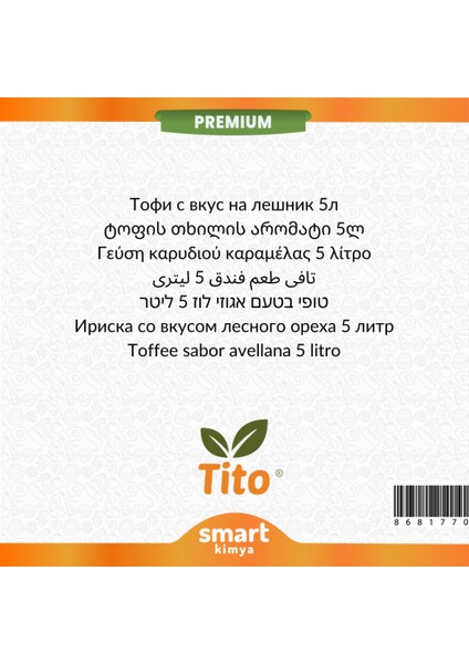 Premium Toffee Fındık Aroması 5 lt fiyatları