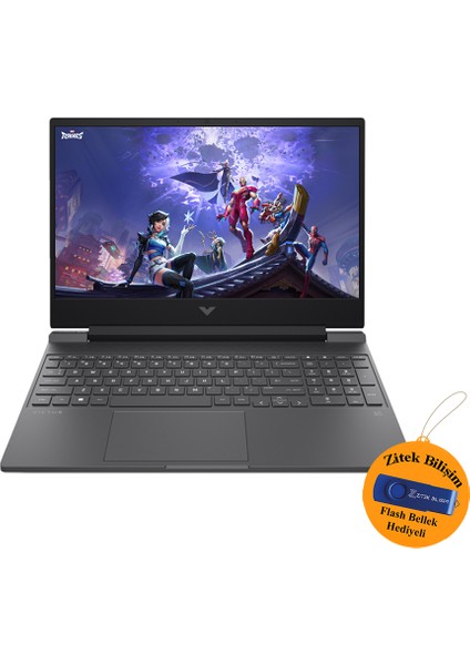 Hp Victus Gaming 15 I5 12500H 48 GB Ram 2 Tb SSD 8gb RTX4060 Freedos 15.6"  Taşınabilir Bilgisayar B03C7EA ZI708 + Zitek 16 GB Flash Bellek