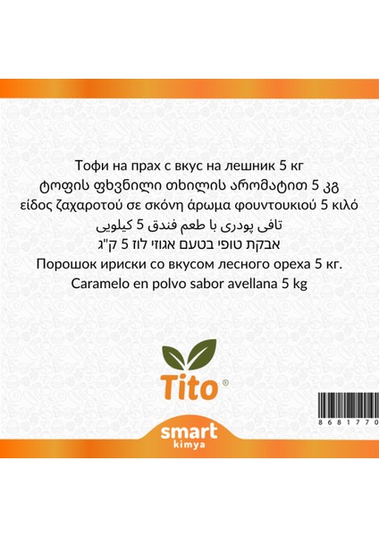 Toz Toffee Fındık Aroması 5 kg fiyatları