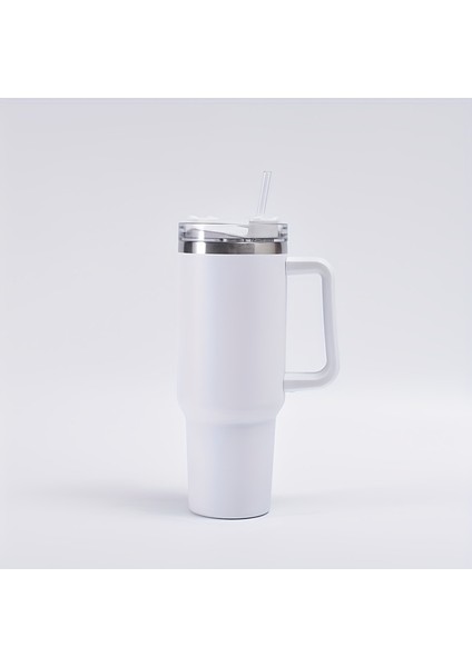 Tcherchı Paslanmaz Çelik Yalıtımlı Bardak - Taşınabilir Saplı ve Pipetli, Yükseltilmiş Çift Katmanlı Araba Saplı, Sızdırmaz, Büyük Kapasiteli, Içecekleri Birkaç Saat Soğuk Tutar, (Yurt Dışından)