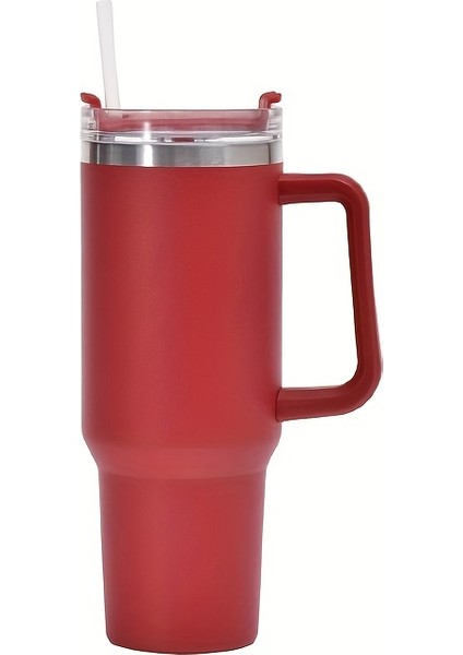 Tcherchı Paslanmaz Çelik Yalıtımlı Bardak - Taşınabilir Saplı ve Pipetli, Yükseltilmiş Çift Katmanlı Araba Saplı, Sızdırmaz, Büyük Kapasiteli, Içecekleri Birkaç Saat Soğuk Tutar, (Yurt Dışından)