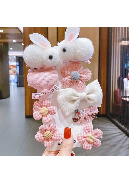 Çocuk Aksesuarları Kız Çocukları Için Tavşanlı 9 Parçalı Saç Tokası Seti (Yurt Dışından)