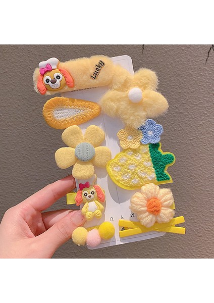 Kız Için 8 Parçalı Peluş ve Saç Tokası Seti (Yurt Dışından)