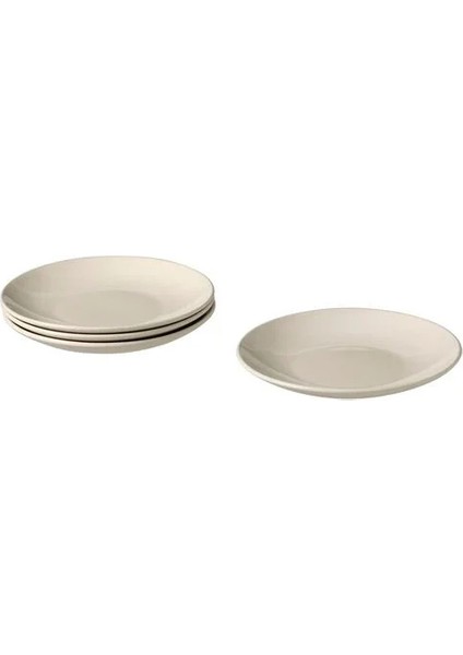 Fargklar Seramik Tatlı Tabağı Seti Cilalı Bej 20 cm 4 Adet
