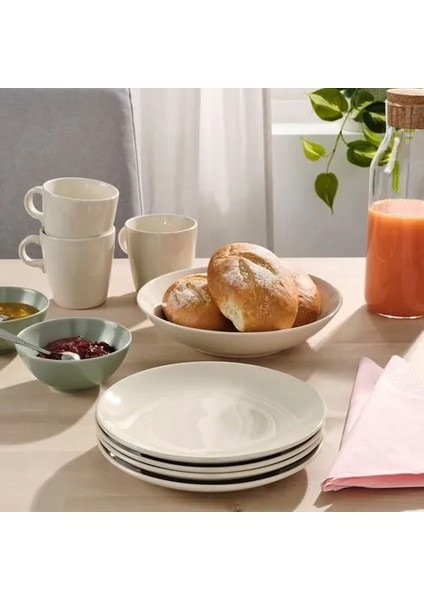 Fargklar Seramik Tatlı Tabağı Seti Cilalı Bej 20 cm 4 Adet