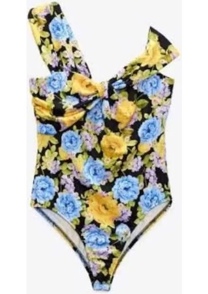 Allbucks Zara, Çiçek Desenli Asimetrik Askılı Bodysuit Bluz ABZRA0159 modelleri