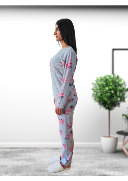Happy Days Flamingo Desenli Kadın Polar Peluş Pijama Takımı (Yeşil) fiyatları