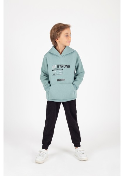 Erkek Çocuk 6-7-8-9 Yaş Pamuklu Şardonlu 3 Ip Sweatshirt Jogger Eşofman Takım