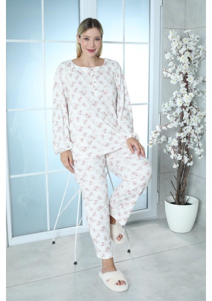 Viskon Büyük Beden Desenli Melisa Pijama Takımı %100 Pamuk