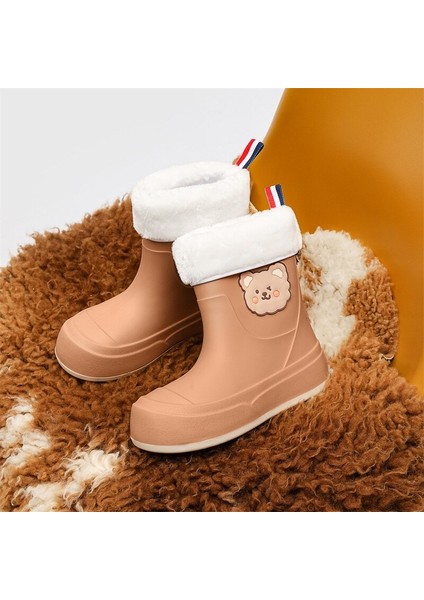 Kaymaz Taban Su Geçirmez Sevimli Içi Peluş Kadın Yağmur Botu 001
