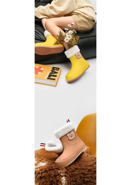 Kaymaz Taban Su Geçirmez Sevimli Içi Peluş Kadın Yağmur Botu 001
