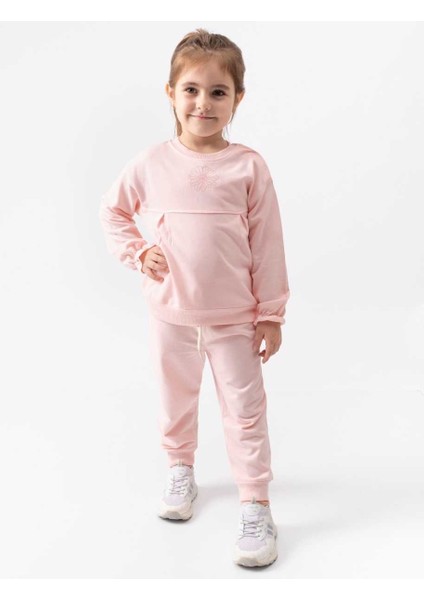 Iki Iplik Pile Detaylı Mevsimlik Kız Bebek Takım