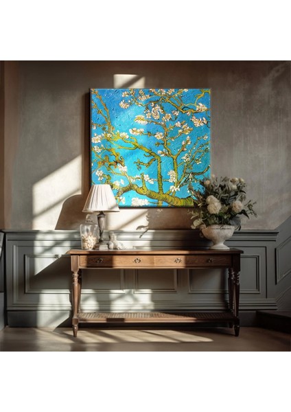 Çiçek Açan Badem Çiçekleri Kanvas Tablo