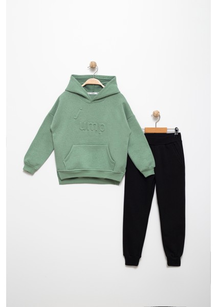 Erkek Çocuk 6-7-8-9 Yaş Pamuklu Şardonlu 3 Ip Sweatshirt Jogger Takım Jump Kabartma Baskılı
