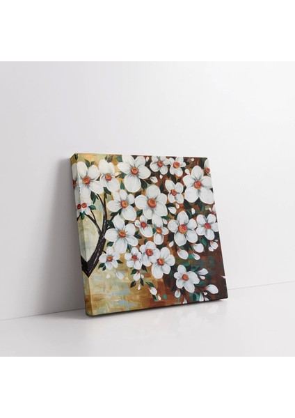 Dallarda Açan Beyaz Çiçekler Kanvas Tablo fiyatları