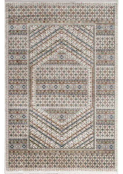 Galenda JH01A Krem Multi Viskon Akrilik Yumuşak Dokulu Klasik Etnik Halı