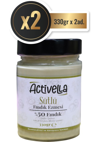 Sütlü Fındık Ezmesi 330gr %50 Fındıklı x2