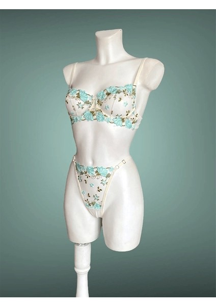 Su Yeşili Işlemeli Sütyen Takım modelleri