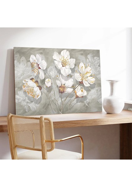 Soyut Beyaz Çiçekler Kanvas Tablo modelleri