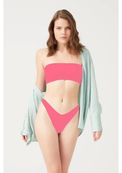 Cotonhıll Lazer Kesim Kadın Pembe Brezilya Külot