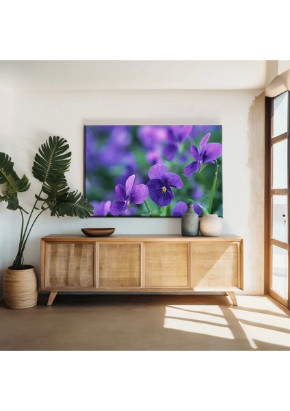 Mor Çiçekler Kanvas Tablo