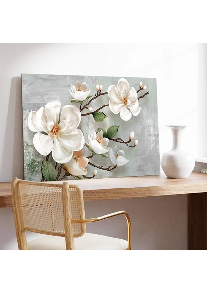 Beyaz Çiçekler Kanvas Tablo modelleri