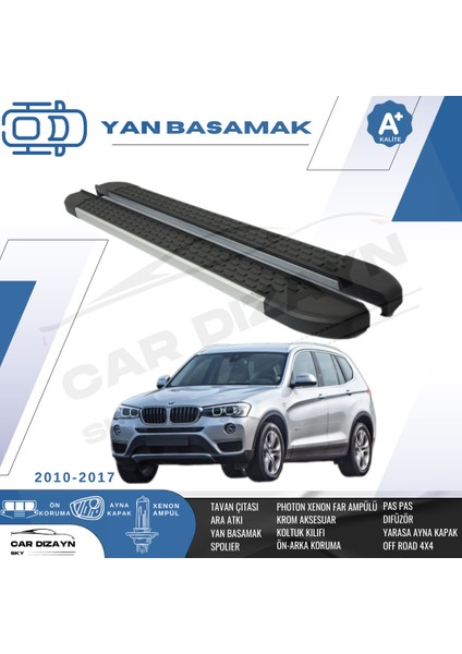 Bmw X3 F25 Nirvana Alüminyum Yan Basamak Marşpiyel Koruma 2010-2011-2012-2013-2014-2015-2016-2017 Model Yılları İle Uyumludur