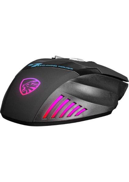 Gamy Siyah Profesyonel Gaming Oyuncu Mouse Optik 3200 Dpı LED USB Işıklı Mouse