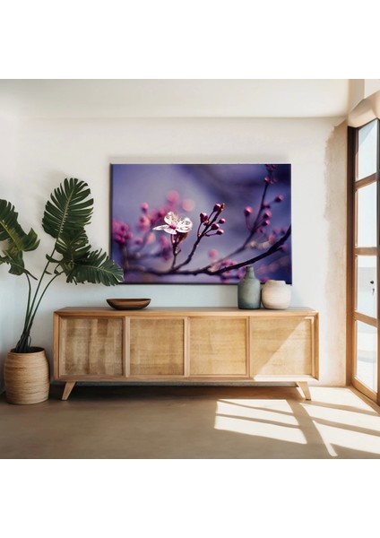 Beyaz Pembe Çiçek Kanvas Tablo