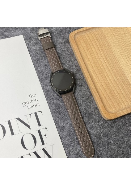 Huawei Watch Gt 5 Pro 46MM / Gt 5 46MM 22MM Eşkenar Dörtgen Doku Hakiki Inek Derisi Deri Saat Kayışı (Yurt Dışından)