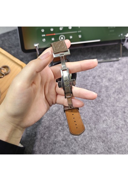 Huawei Watch Gt 5 Pro 46MM / Gt 5 46MM 22MM Eşkenar Dörtgen Doku Hakiki Inek Derisi Deri Saat Kayışı (Yurt Dışından)