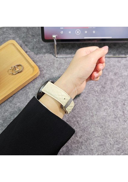 Huawei Watch Gt 5 Pro 46MM / Gt 5 46MM 22MM Eşkenar Dörtgen Doku Hakiki Inek Derisi Deri Saat Kayışı (Yurt Dışından)