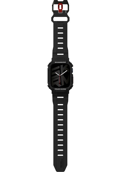 Apple Watch 7 45MM Uyumlu 2in1 Tpu Kasa Koruyuculu Silikon Kordon Mecha Siyah modelleri