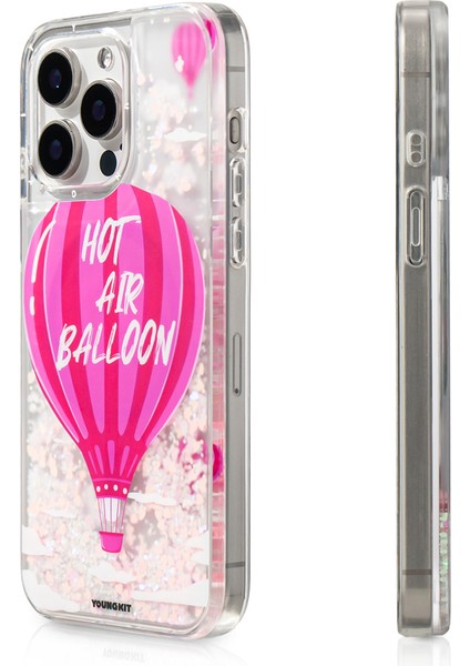 iPhone 16 Pro Max Kılıf Magsafe Uyumlu Parlak Kumlu Sıvılı Pink Dream Quicksand Seri Pembe