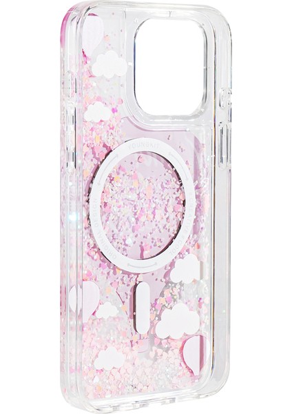 iPhone 16 Pro Max Kılıf Magsafe Uyumlu Parlak Kumlu Sıvılı Pink Dream Quicksand Seri Pembe indirimleri