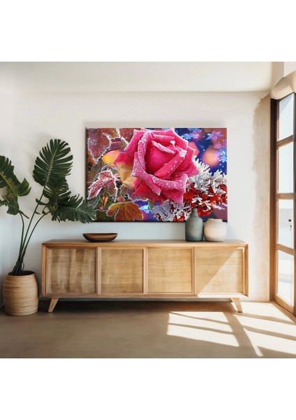 Soyut Pembe Gül Kanvas Tablo