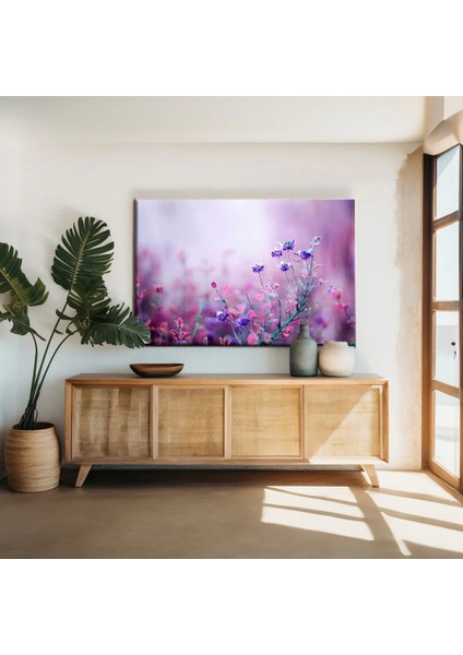 Mor Çiçekler Kanvas Tablo